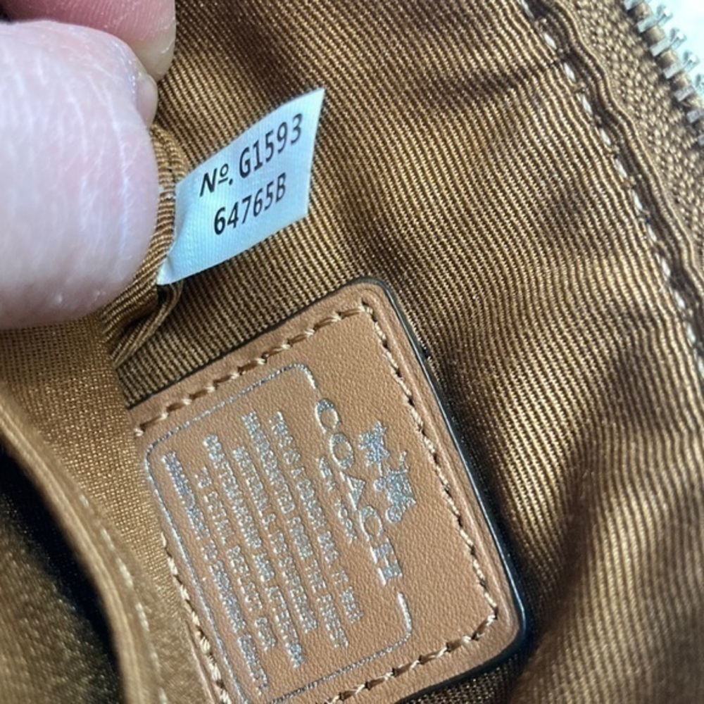 Coach brown leather shearling trimmed wristlet bag - Picture 9 of 10